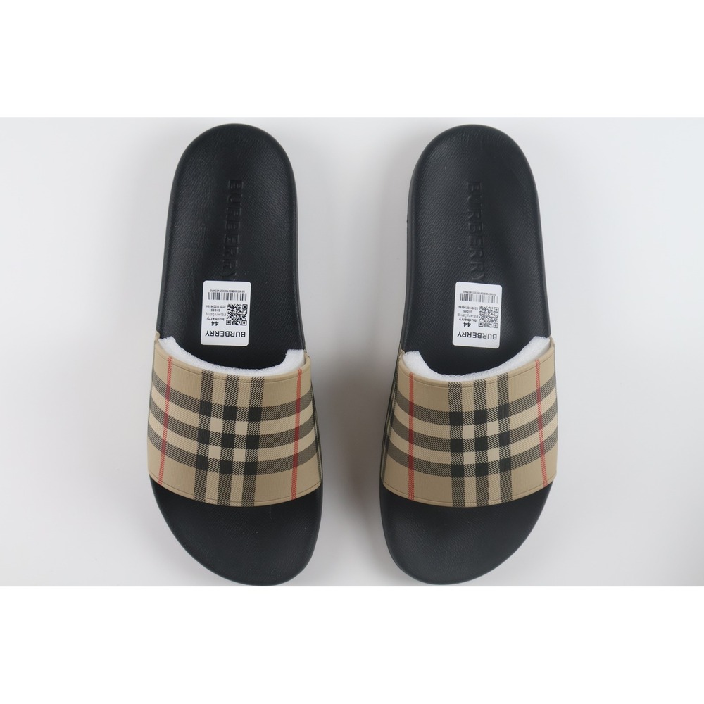 Burberry Slides Vintage Check 44 Beige Black Men Pool Sandal Luxury Casual - Picture 3 of 9